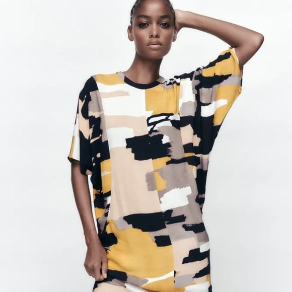 Zara Abstract Printed Midi Maxi Dress Famous Bloggers Limited Edition Size S - Picture 3 of 14